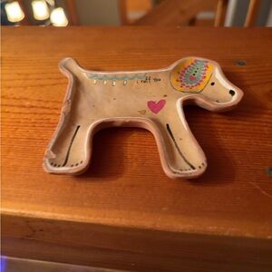 Decorative Dog-Shaped Tray - Tan and Pink